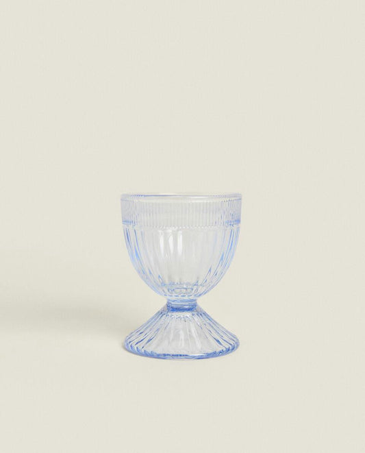 GLASS EGG CUP WITH RAISED DETAIL