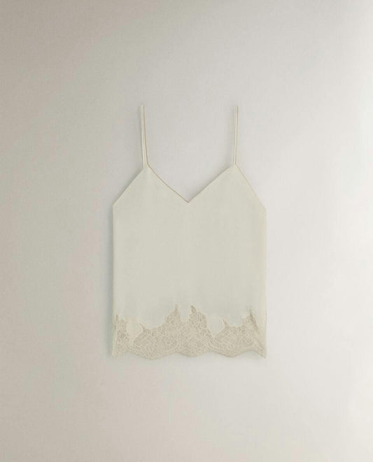 SATIN TOP WITH BLONDE LACE