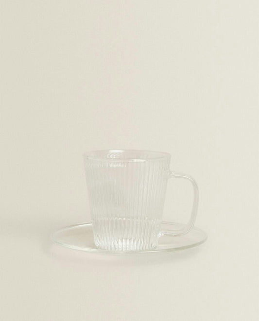 BOROSILICATE GLASS COFFEE CUP AND SAUCER