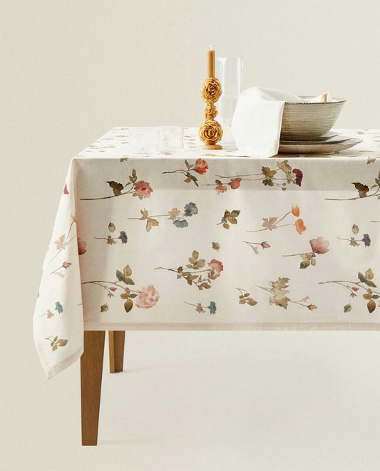 FLORAL PRINT COTTON TABLECLOTH