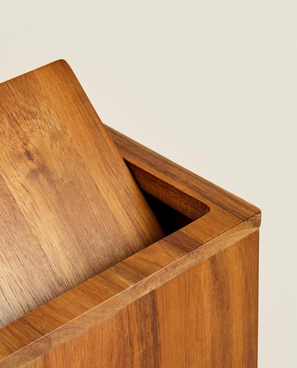 SQUARE WOODEN WASTEPAPER BASKET
