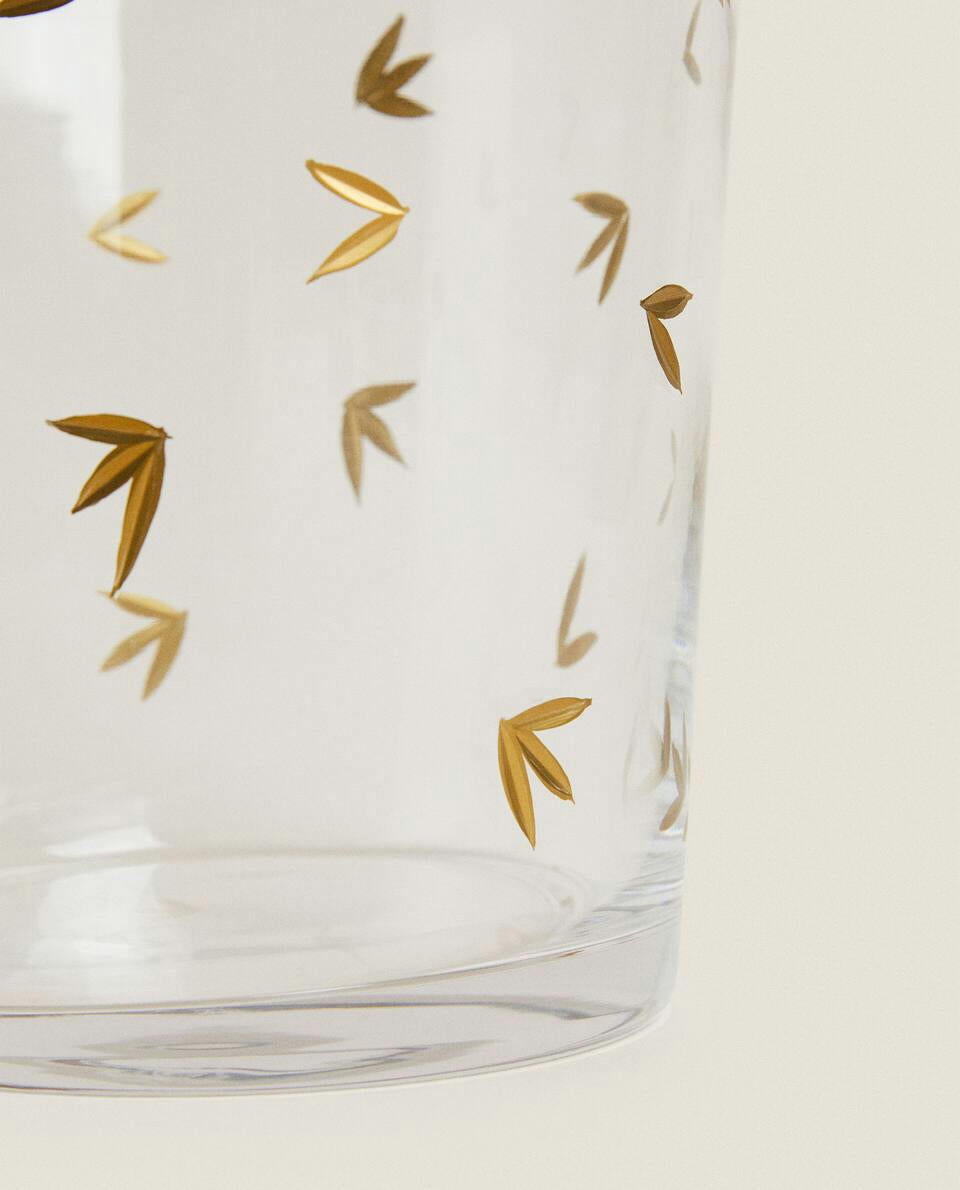 CHRISTMAS LEAF TALL GLASS