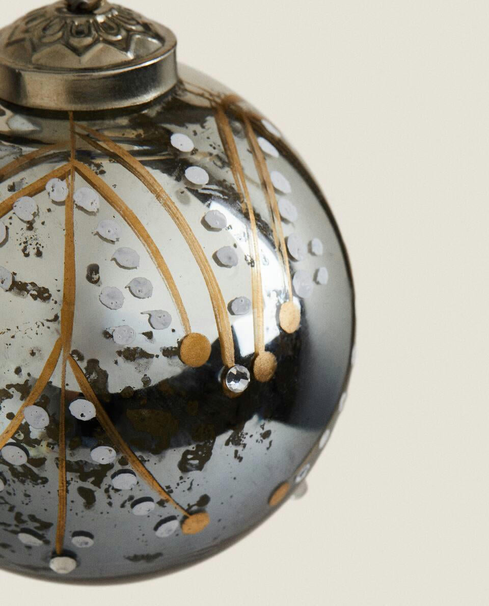 PAINTED GLASS BAUBLE CHRISTMAS DECORATION