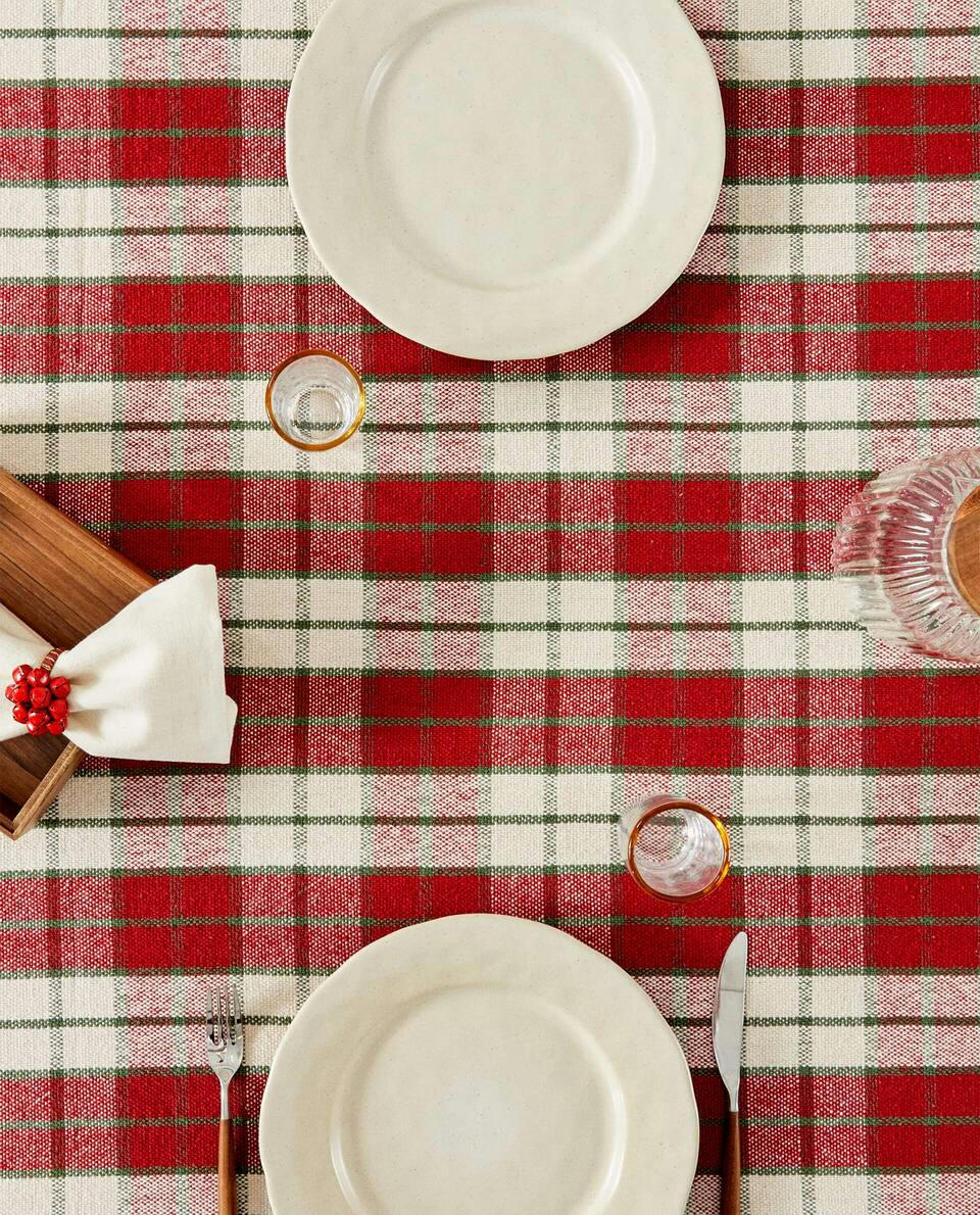 CHRISTMAS TARTAN COTTON TABLECLOTH