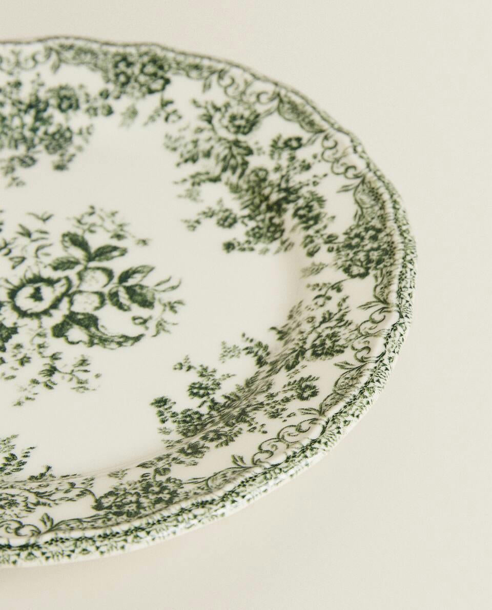FLORAL EARTHENWARE DESSERT PLATE