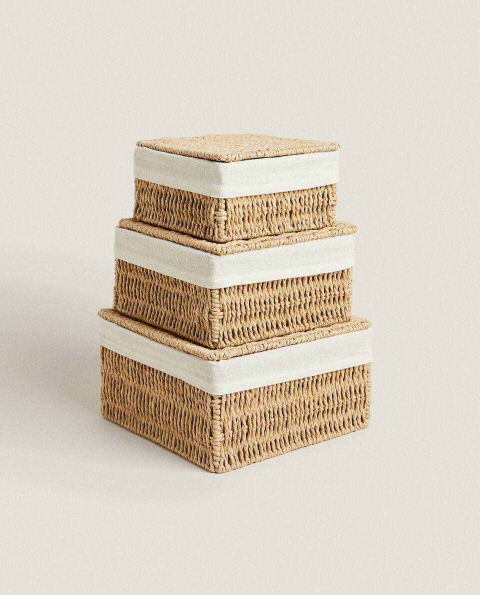 BASKET WITH FABRIC LINING