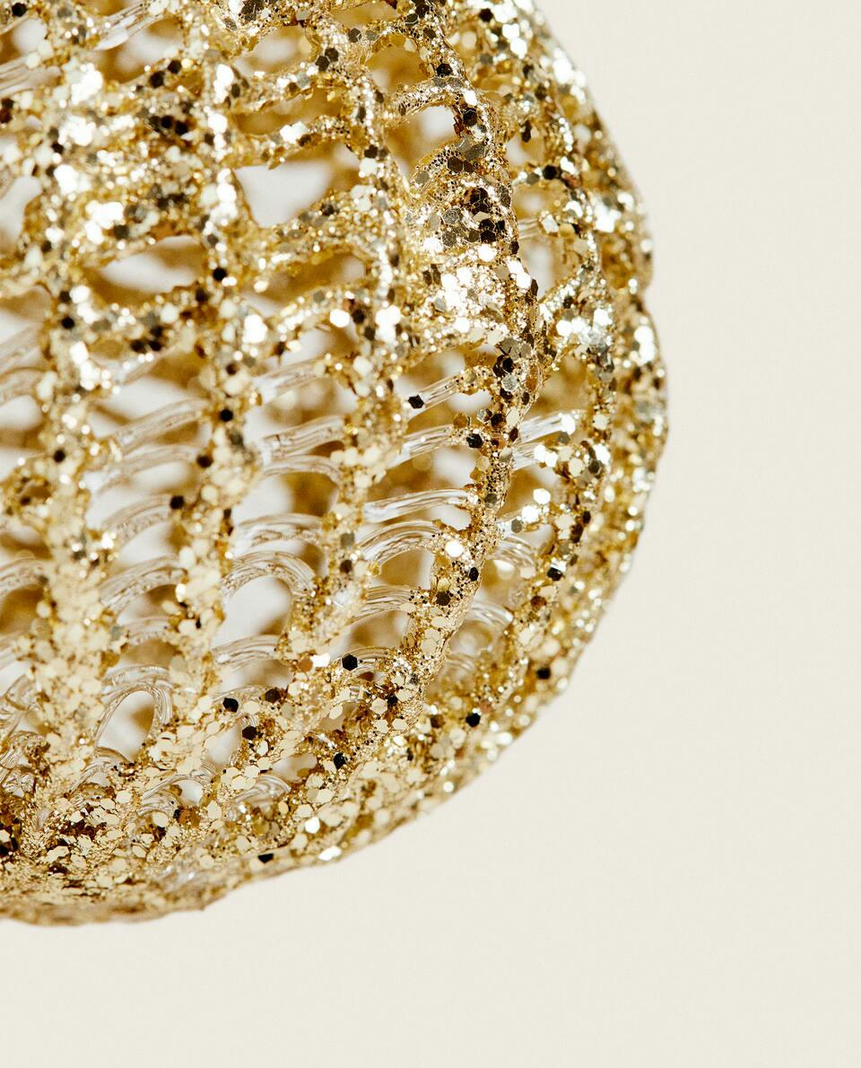 GLITTERY GLASS CHRISTMAS BAUBLE DECORATION