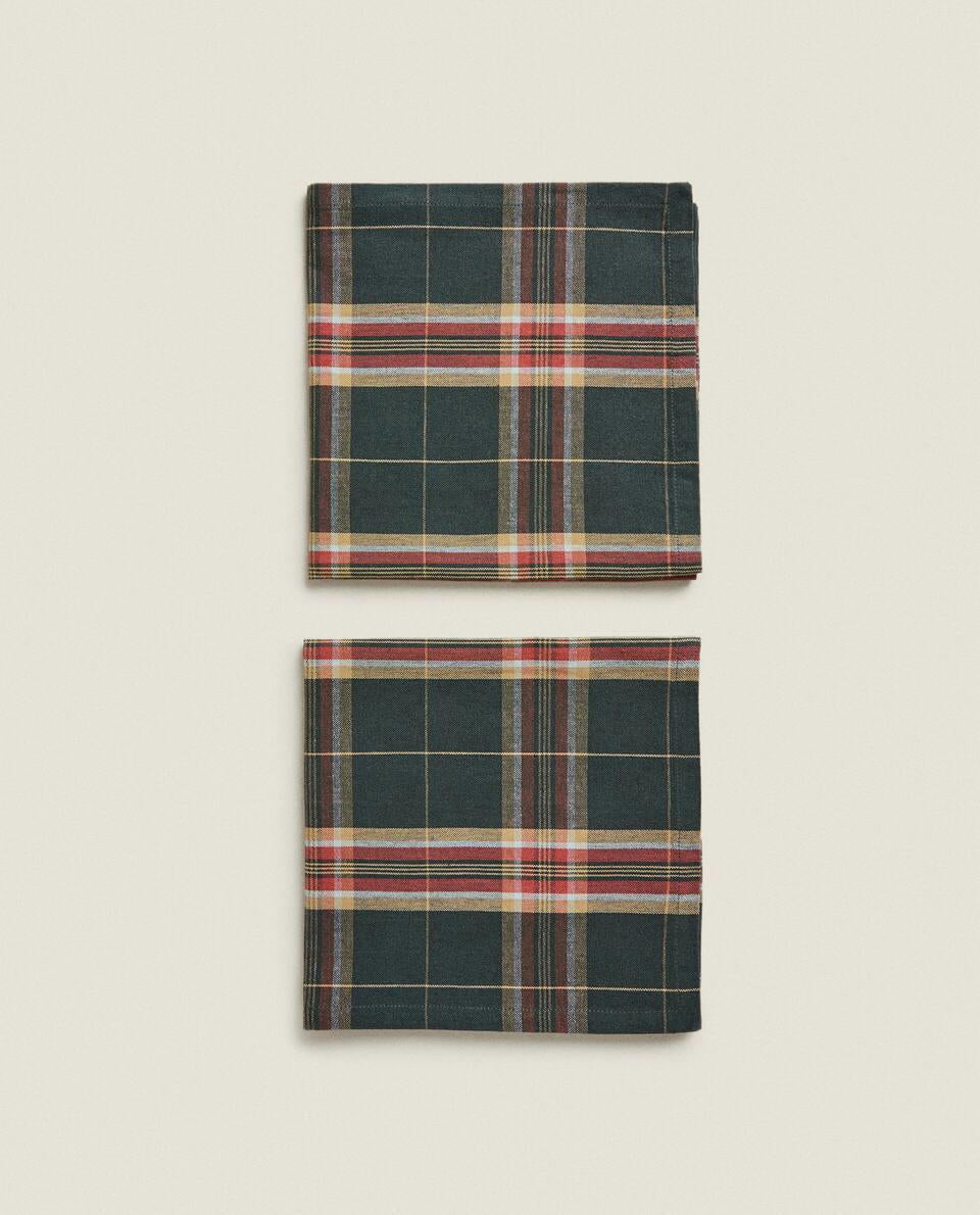PACK OF TARTAN COTTON CHRISTMAS NAPKINS (PACK OF 2)
