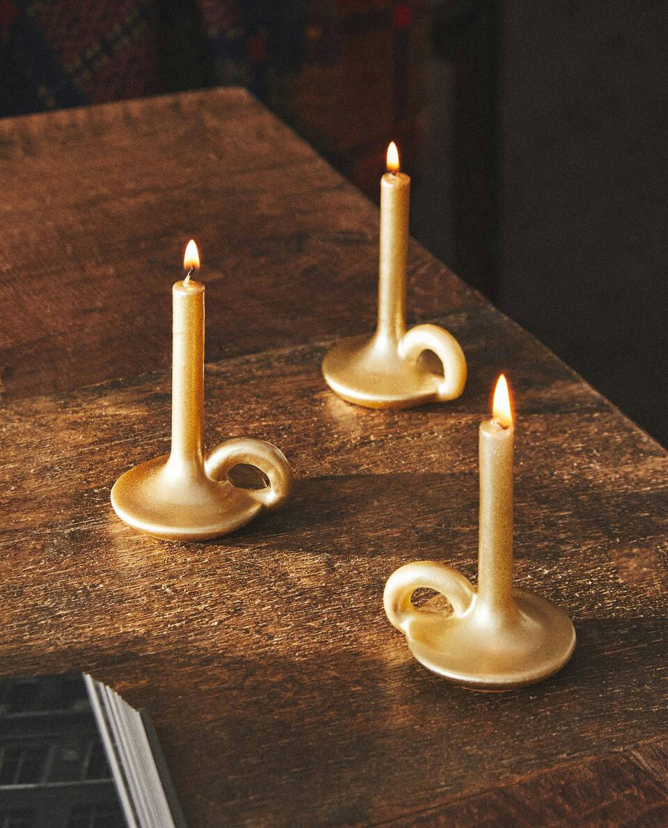 PACK OF CHRISTMAS CYLINDRICAL CANDLESTICKS (PACK OF 3)