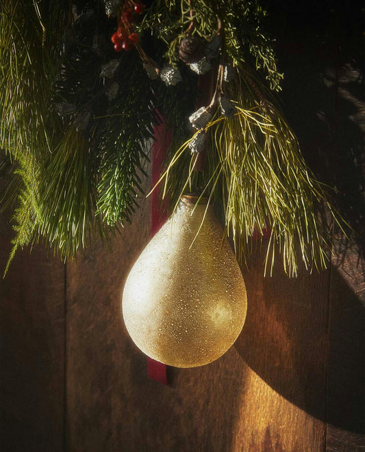 MERCURISED GLASS CHRISTMAS PEAR DECORATION