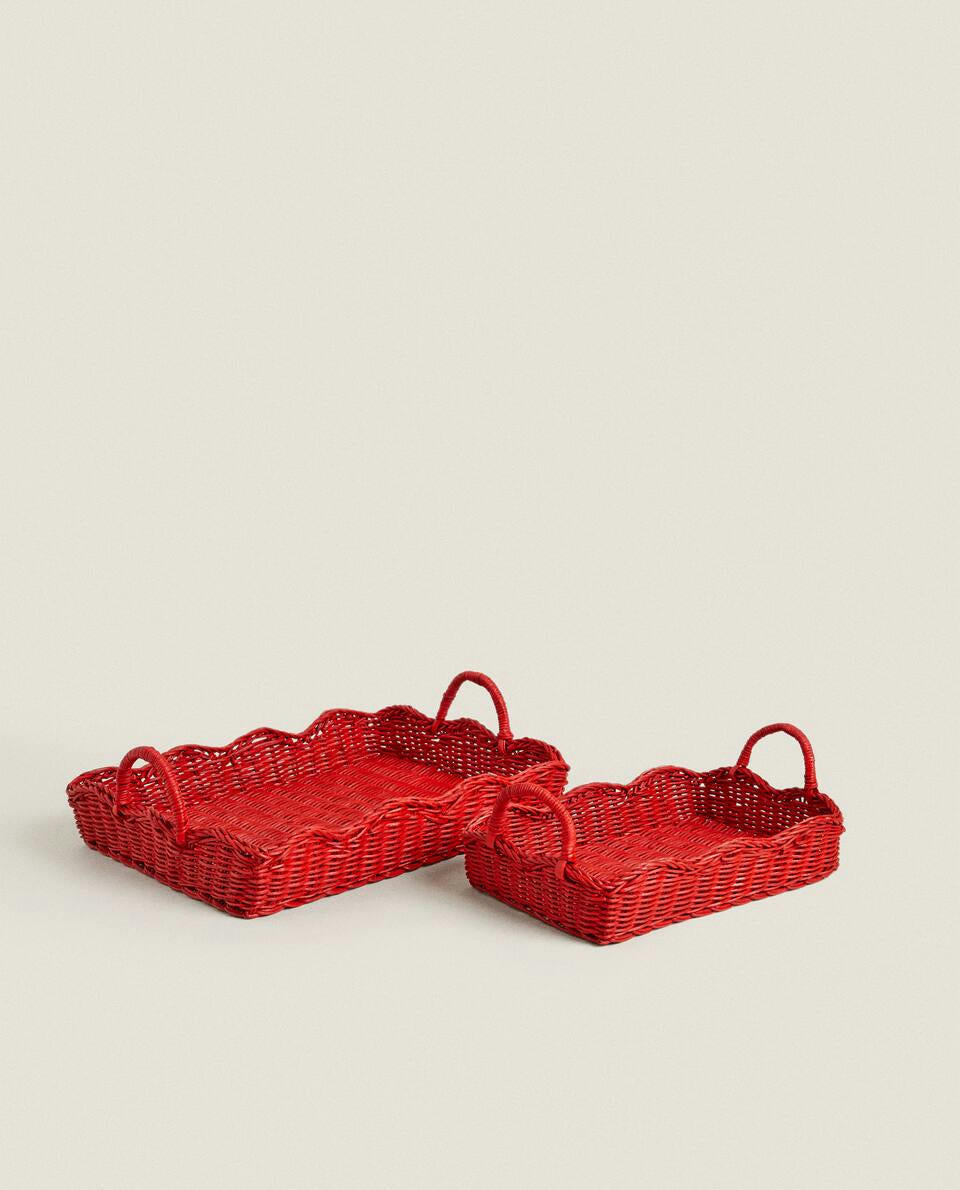 CHRISTMAS RATTAN TRAY