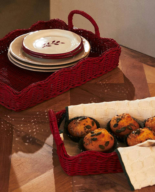 CHRISTMAS RATTAN TRAY