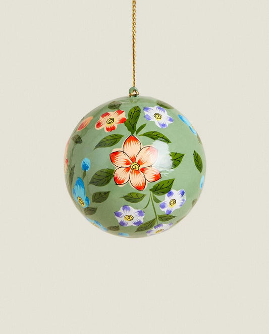 PAINTED CHRISTMAS PAPER BAUBLE DECORATION