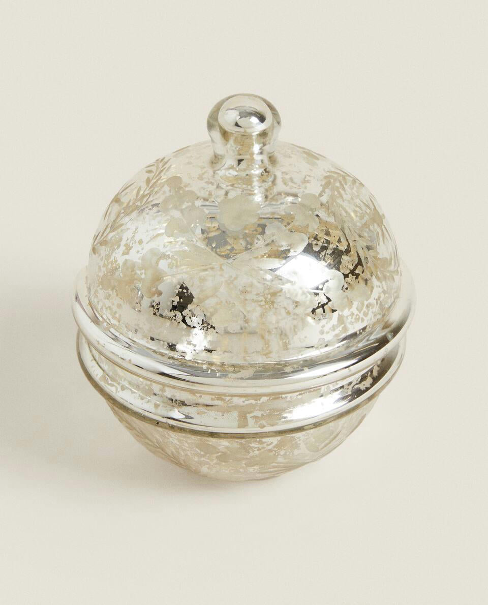 MERCURISED GLASS BOX WITH LID, FOR CHRISTMAS