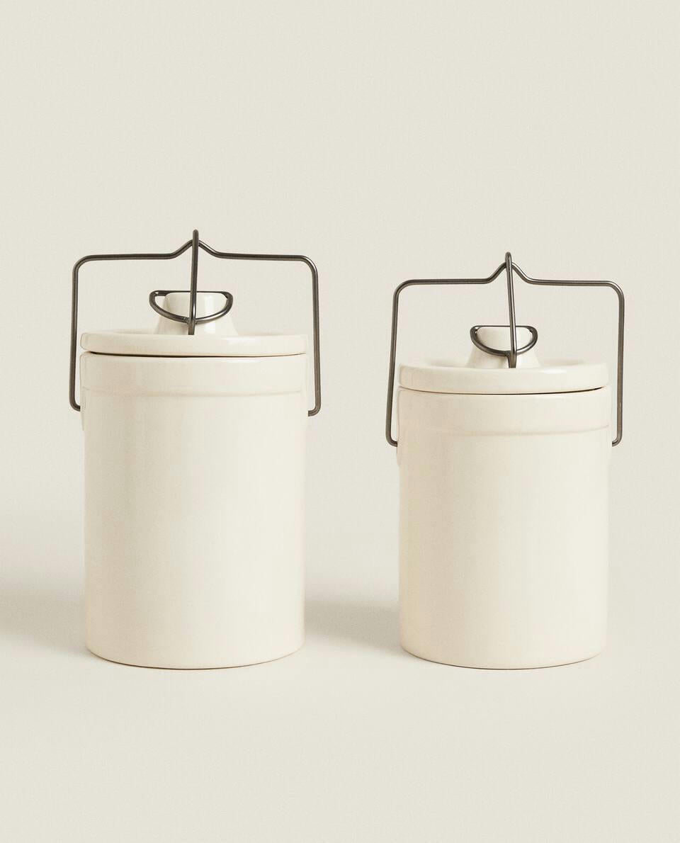 STONEWARE CYLINDRICAL JAR