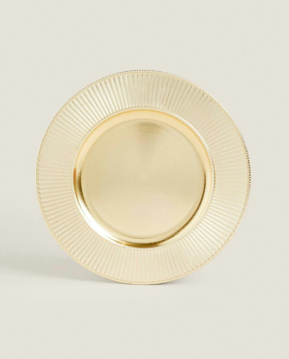 GOLD STRIPED CHRISTMAS SERVICE PLATE