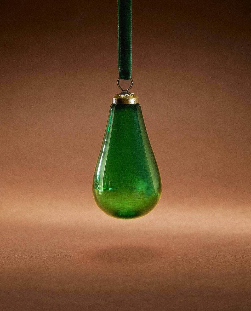 GLASS PEAR CHRISTMAS DECORATION