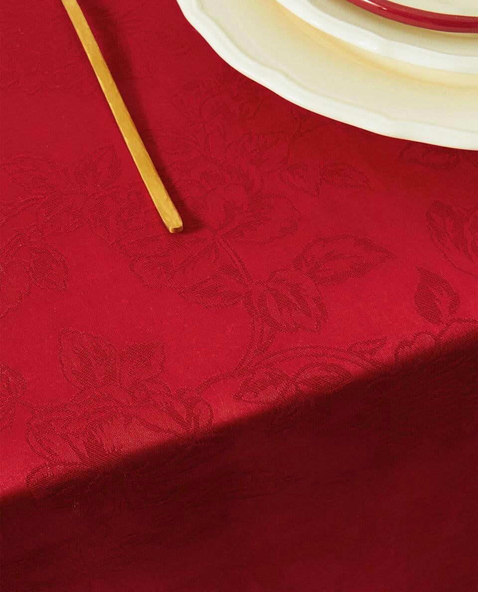 CHRISTMAS FLORAL JACQUARD TABLECLOTH