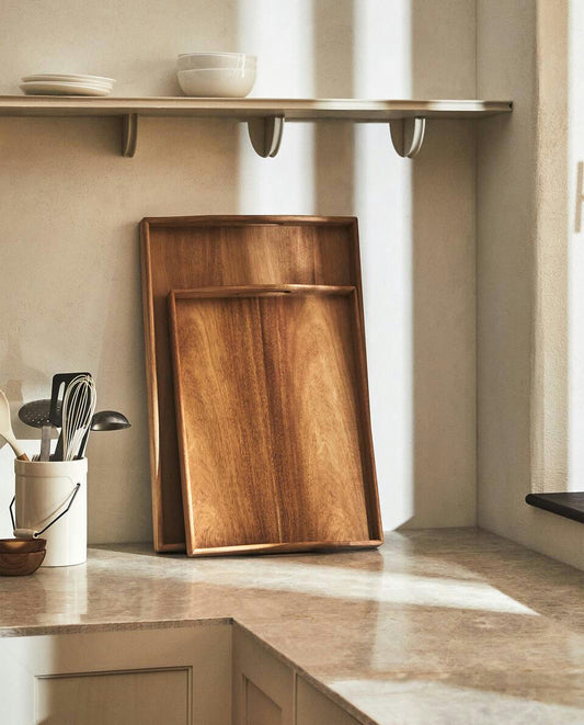 WOODEN TRAY WITH HANDLES