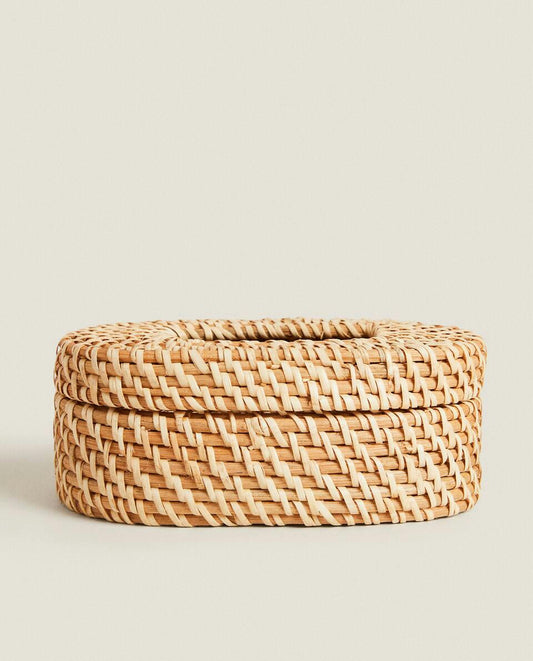 RATTAN BABY WIPE HOLDER