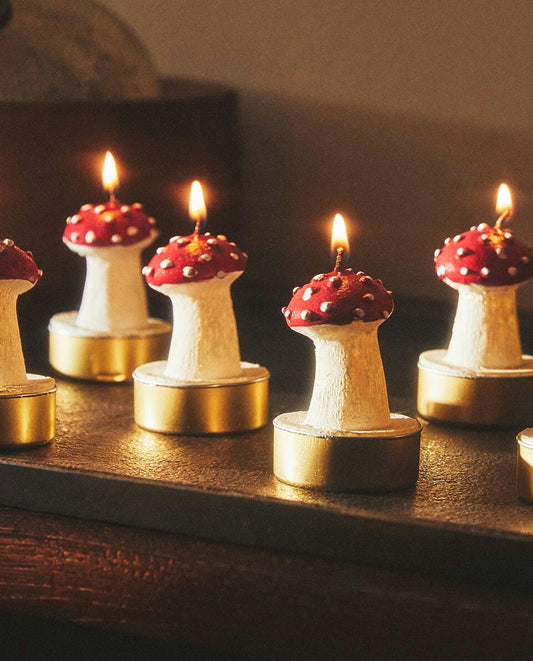 PACK OF CHRISTMAS MUSHROOM CANDLES (PACK OF 6)