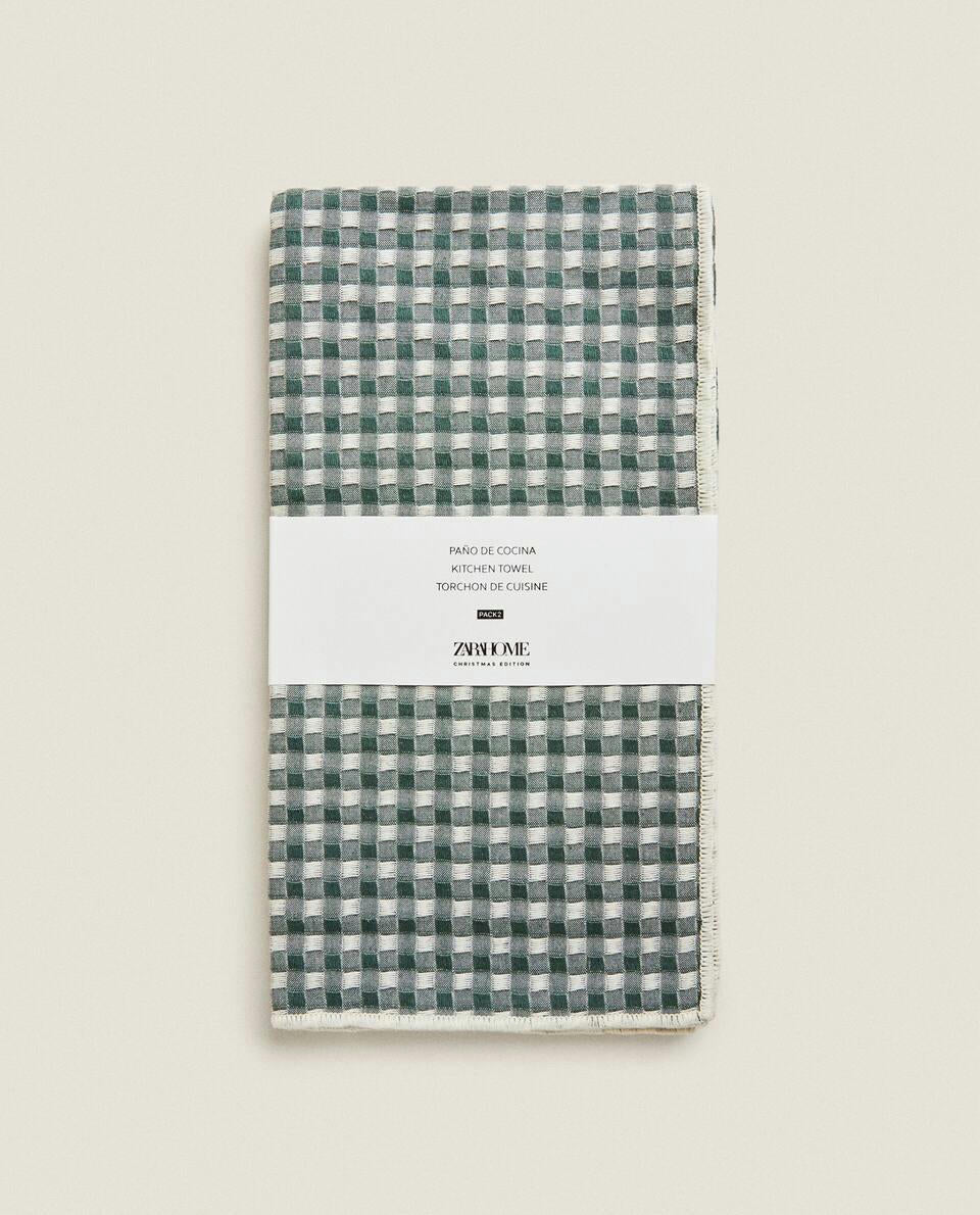 PACK OF WAFFLE COTTON CHRISTMAS TEA TOWELS (PACK OF 2)