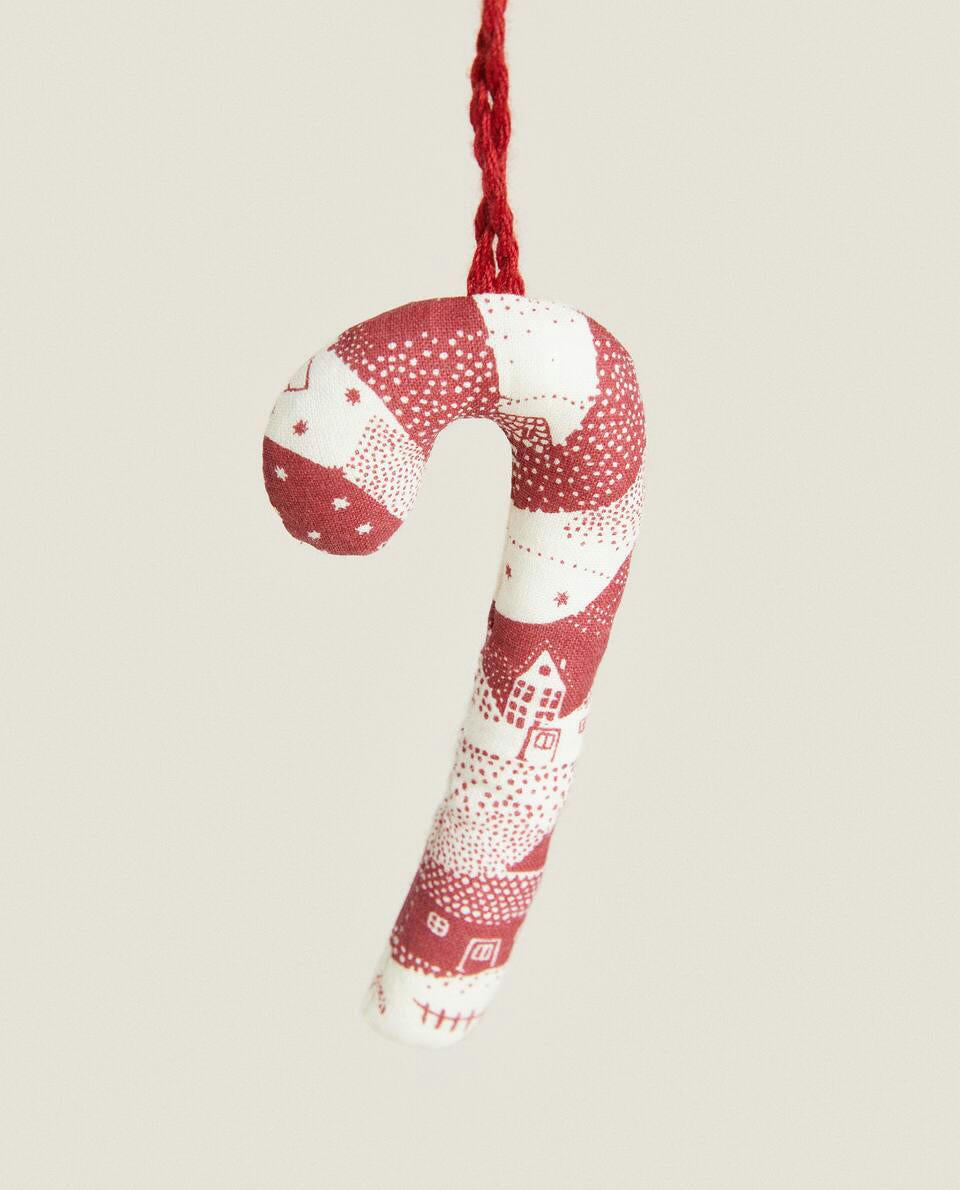 PACK OF PATCHWORK CANDY CANE CHRISTMAS DECORATIONS (PACK OF 3)