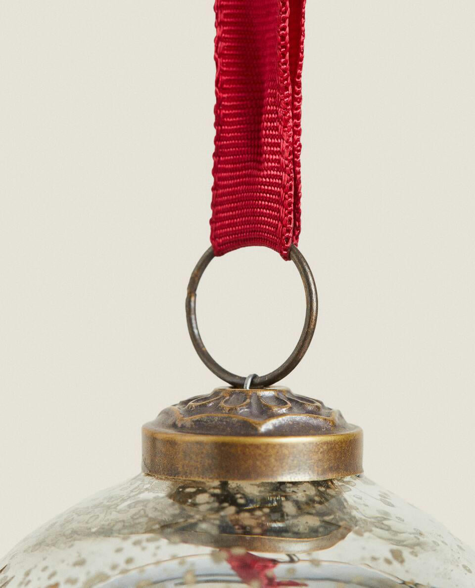 SHINY GLASS CHRISTMAS BAUBLE DECORATION