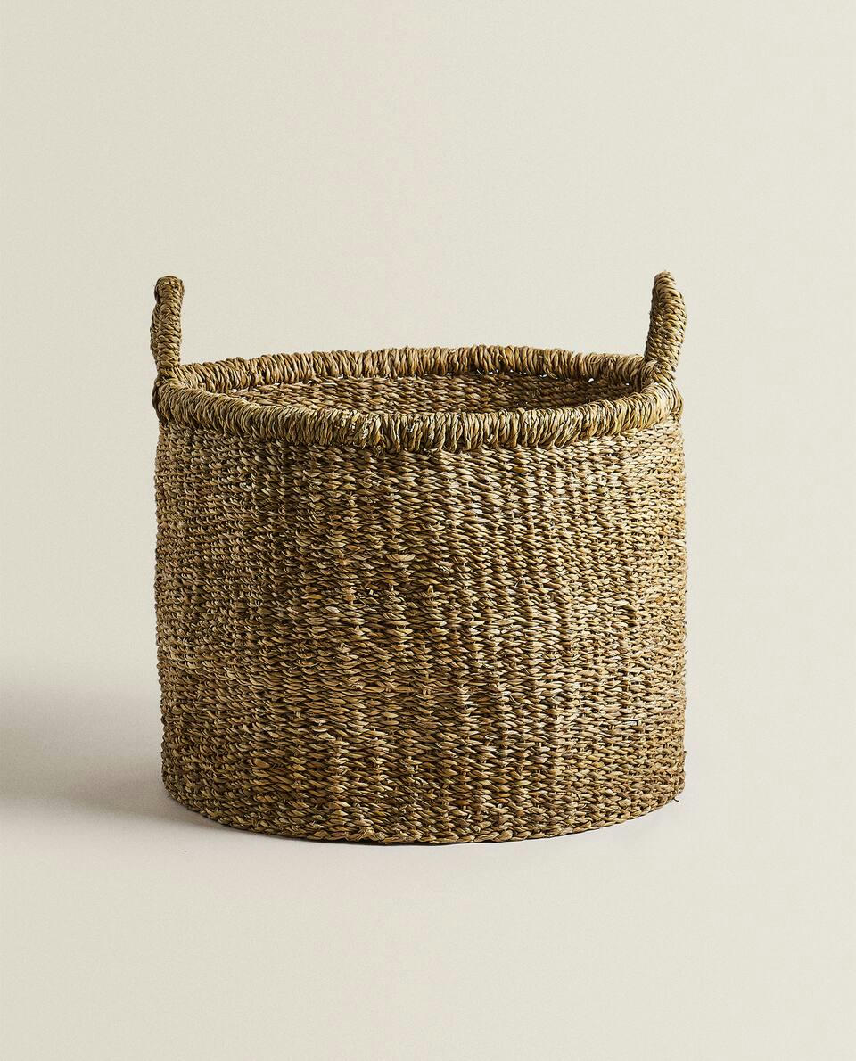 LARGE SEAGRASS BASKET WITH HANDLES