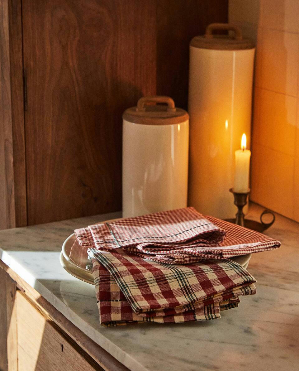 CHECK COTTON TEA TOWELS (PACK OF 2)