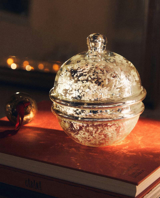 MERCURISED GLASS BOX WITH LID, FOR CHRISTMAS