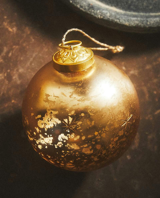 GLASS CHRISTMAS STARS BAUBLE DECORATION