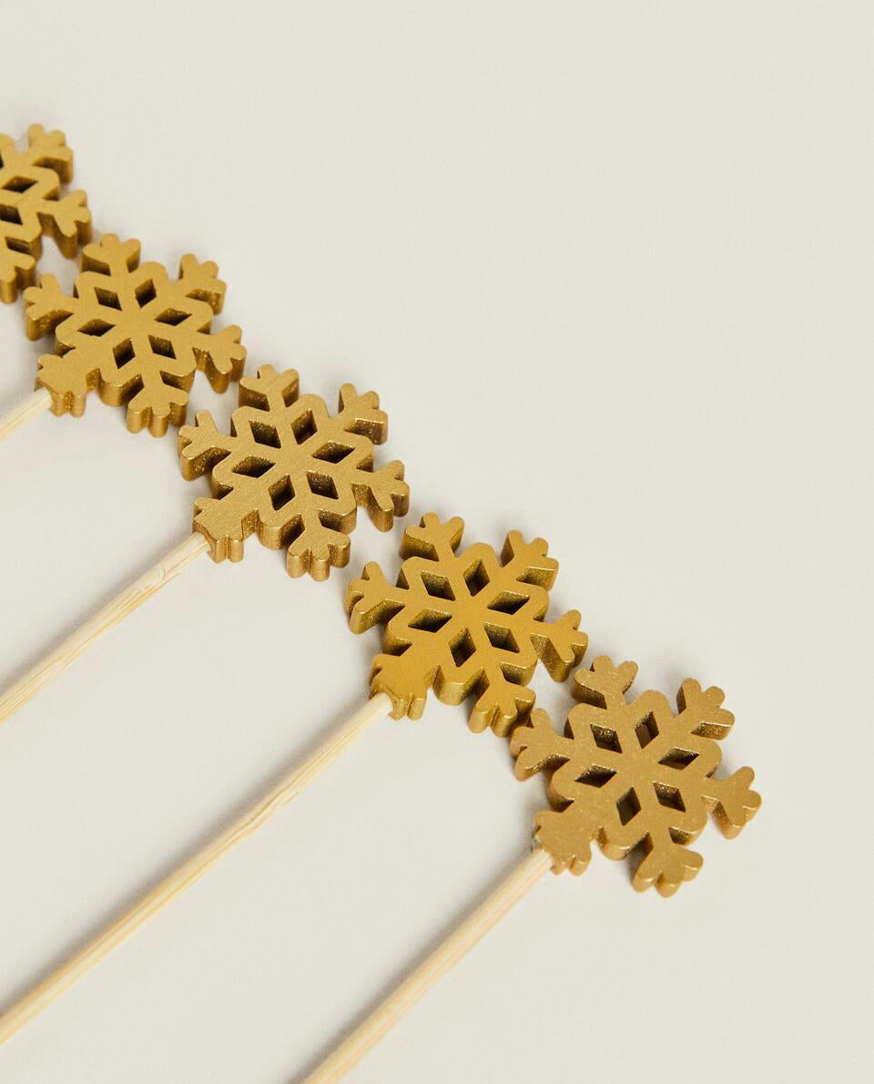 PACK OF CHRISTMAS SNOWFLAKES COCKTAIL PICKS (PACK OF 10)
