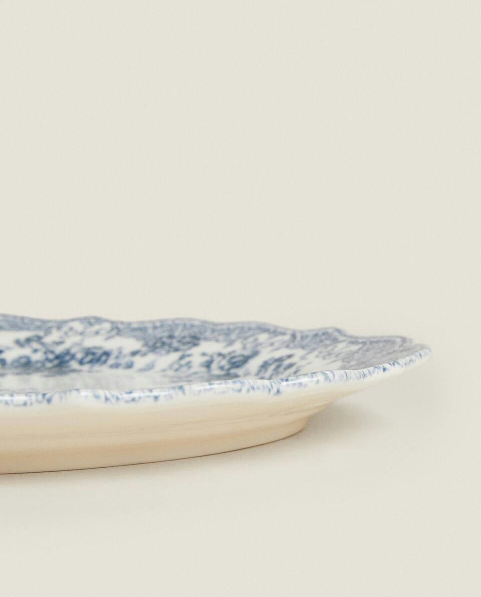 FLORAL EARTHENWARE SERVING DISH
