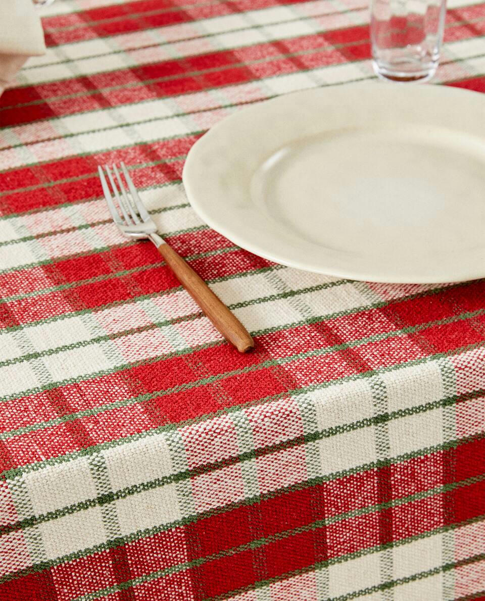 CHRISTMAS TARTAN COTTON TABLECLOTH