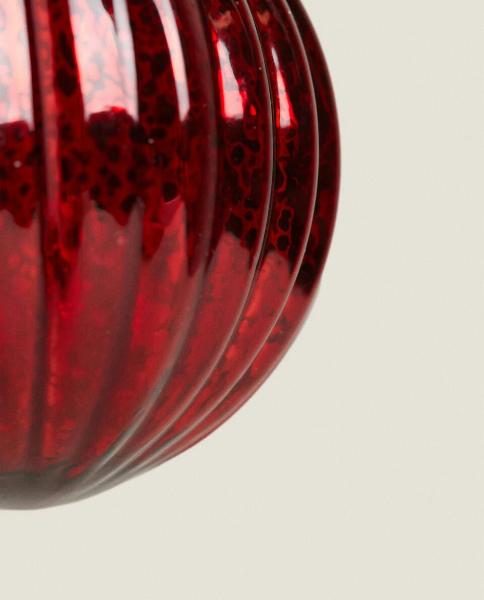 CHRISTMAS SPIRAL GLASS BAUBLE DECORATION