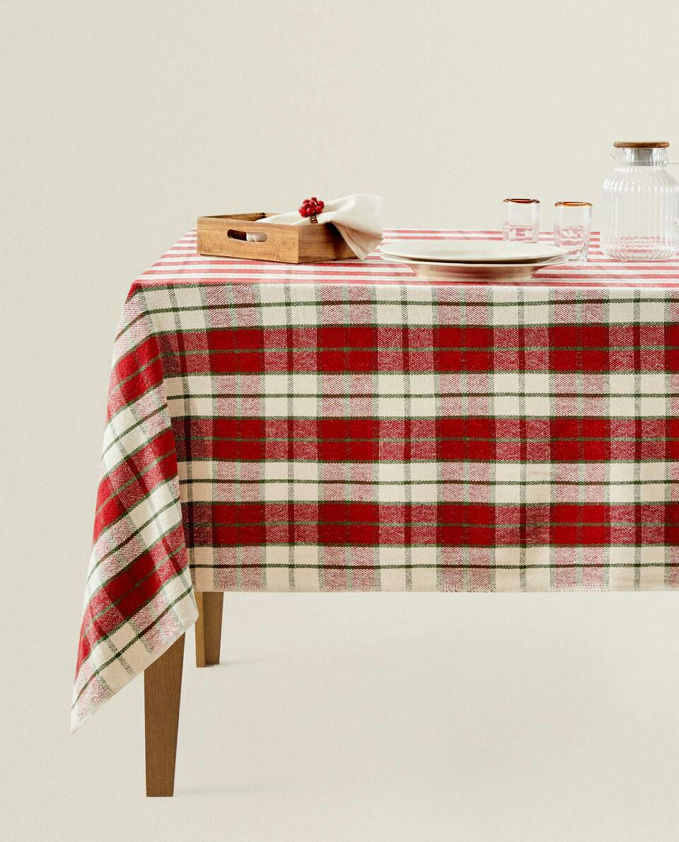 CHRISTMAS TARTAN COTTON TABLECLOTH